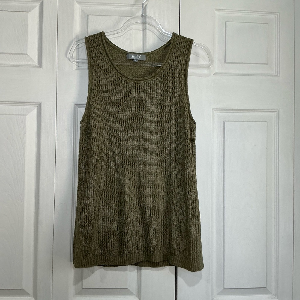🤎 Marled Reunited Clothing Sage Green Sleeveless Sweater Tank - Medium
